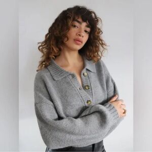 Reformation Belvedere Oversized Sweater in Blue Gray 100% Baby Alpaca in Medium